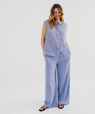 Pantalon large et fluide en fin tissu froissé femme vue4 - GEMO(FEMME PAP) - GEMO