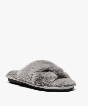 Mules d'intérieur femme en peluche avec brides croisées vue2 - GEMO(HOMWR FEM) - GEMO