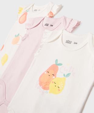 Body sans manches à motifs fruits bébé fille (lot de 3) vue2 - GEMO 4G BEBE - GEMO
