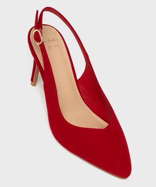 Escarpins slingbacks en suédine à talon aiguille et bout pointu femme - Valentina Baldano vue5 - VALENTINA BALDA - GEMO
