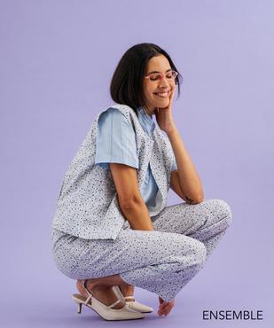Ensemble gilet et pantalon imprimé fleuri femme - GEMO