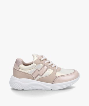 Baskets fille légères à lacets dessus toile satinée et irisée  vue1 - GEMO (ENFANT) - GEMO