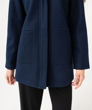 Manteau court zippé à capuche doublée sherpa femme vue2 - GEMO(FEMME PAP) - GEMO