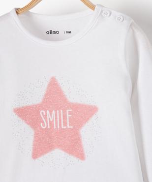 Tee-shirt bébé fille manches longues avec motifs et inscriptions vue2 - GEMO 4G BEBE - GEMO