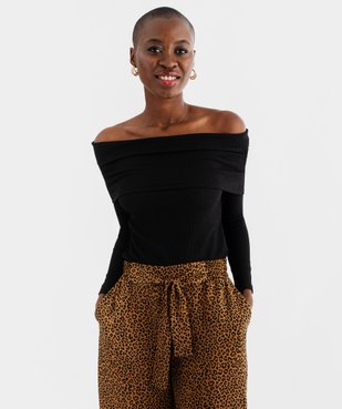 Tee-shirt manches longues col Bardot épaules dénudées femme vue1 - GEMO(FEMME PAP) - GEMO
