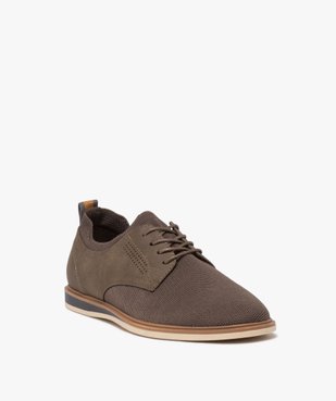 Derbies homme unis à col scratch avec détail en suédine vue2 - GEMO(URBAIN) - GEMO