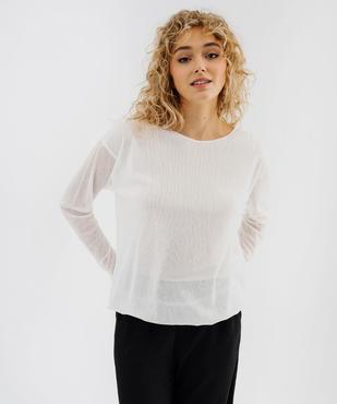Tee-shirt manches longues en maille résille femme vue1 - GEMO(FEMME PAP) - GEMO