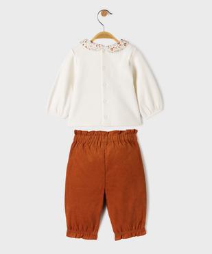 Ensemble 2 pièces sweat col Claudine + pantalon en velours bébé fille - LuluCastagnette vue4 - LULUCASTAGNETTE - GEMO