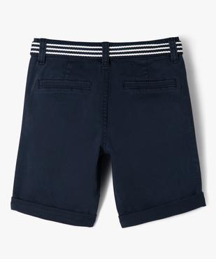 Bermuda en coton avec ceinture bicolore garçon vue3 - GEMO 4G GARCON - GEMO