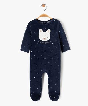 Pyjama en velours à motif ourson bébé garçon vue1 - GEMO 4G BEBE - GEMO