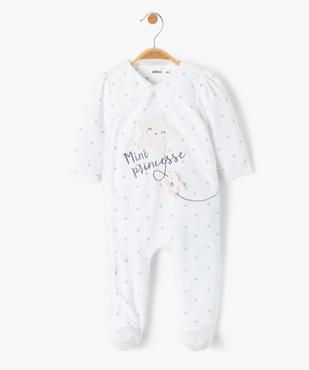 Pyjama bébé en velours avec ouverture avant et motifs étoiles vue1 - GEMO(BB COUCHE) - GEMO