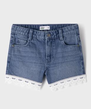 Short en jean avec finitions en dentelle avec taille ajustable fille vue1 - GEMO 4G FILLE - GEMO