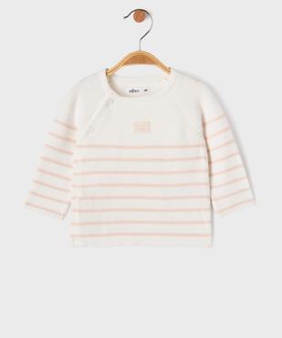 Pull brassière rayé avec fermeture sur le côté bébé vue1 - GEMO(BB COUCHE) - GEMO