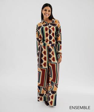 Ensemble chemise et pantalon fluide à motifs géométriques pour femme - GEMO