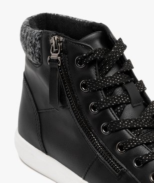 Baskets femme montantes avec col en maille à lacets et zip fantaisie  vue6 - FOLLOW ME - GEMO