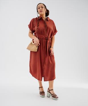 Robe chemise longue à manches courtes en maille fluide femme grande taille vue5 - GEMO 4G GT - GEMO