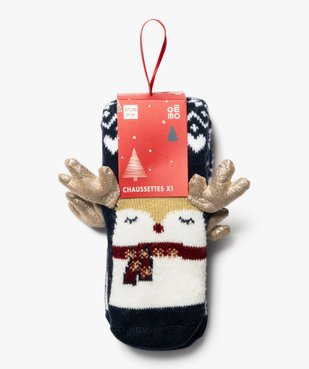 Chaussettes d’intérieur spéciales Noël avec cornes en relief fille vue1 - GEMO (ENFANT) - GEMO