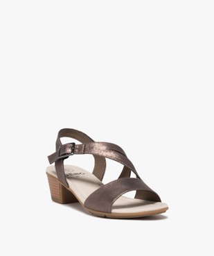 Sandales femme confort à petit talon carré et brides pailletées vue2 - GEMO (CONFORT) - GEMO