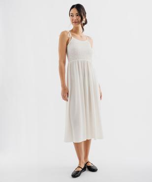 Robe midi à fines bretelles en tissu texturé femme vue1 - GEMO 4G FEMME - GEMO