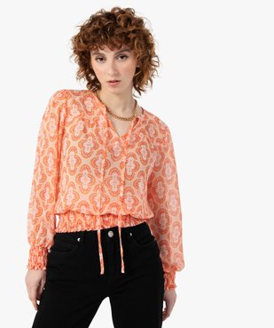 Blouse femme imprimée à manches longues vue1 - GEMO(FEMME PAP) - GEMO