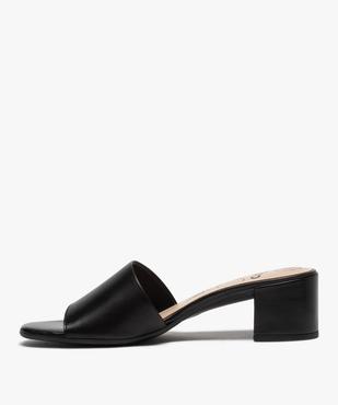 Mules femme à talon carré dessus cuir uni vue3 - GEMO(URBAIN) - GEMO