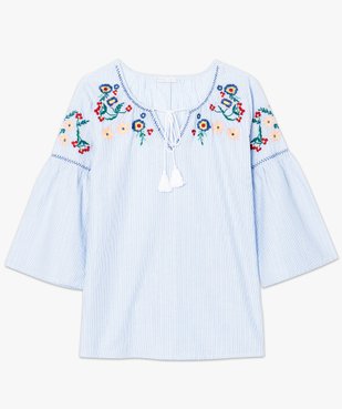 Blouse rayée à broderies fleuries vue4 - GEMO(FEMME PAP) - GEMO