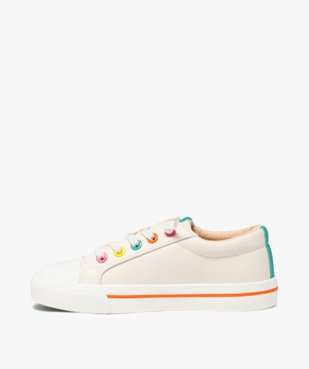 Baskets fille en toile unie avec oeillets fantaisie et semelle à liseré vue4 - GEMO 4G FILLE - GEMO