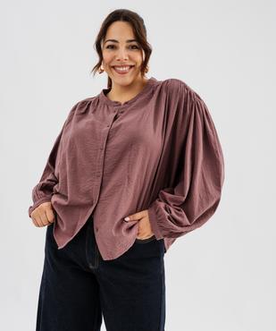 Chemise en coton col officier femme grande taille vue1 - GEMO (G TAILLE) - GEMO