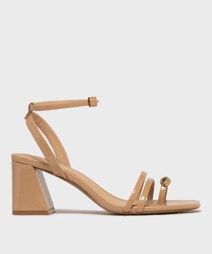 Sandales à talon trapèze et brides bijou femme - Follow Me vue1 - FOLLOW ME - GEMO