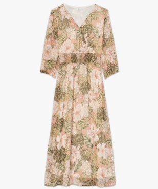 Robe femme longue en voile fleuri et smocks vue4 - GEMO(FEMME PAP) - GEMO