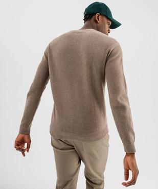 Pull col rond en coton uni homme vue3 - GEMO (HOMME) - GEMO