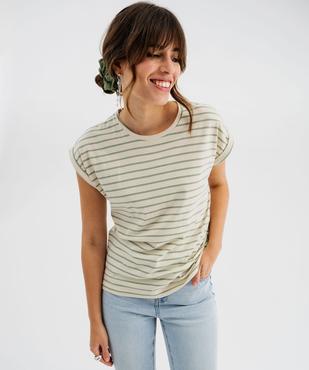 Tee-shirt rayé à manches ultra courtes femme vue1 - GEMO 4G FEMME - GEMO