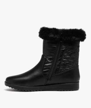 Boots femme confort à col fourré avec effet matelassé vue3 - GEMO (CONFORT) - GEMO
