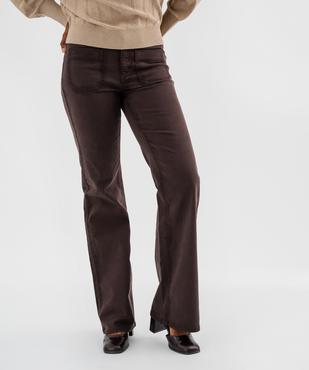 Pantalon flare taille haute en coton extensible femme vue3 - GEMO(FEMME PAP) - GEMO