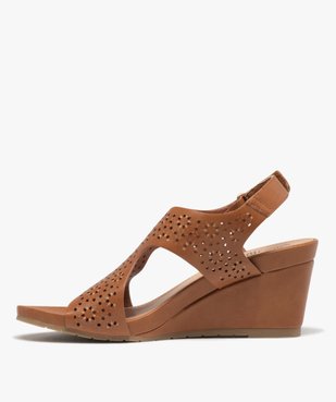 Sandales femme compensées dessus couvrant ajouré vue3 - GEMO(URBAIN) - GEMO