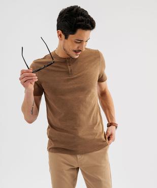 Tee-shirt manches courtes col tunisien homme vue1 - GEMO (HOMME) - GEMO
