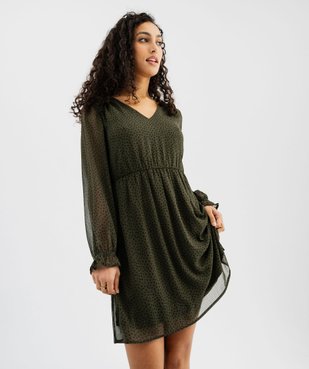 Robe imprimée en voile à manches longues femme vue1 - GEMO(FEMME PAP) - GEMO
