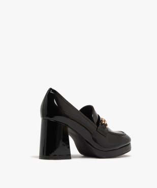 Escarpins femme à talon flare mocassins vernis avec bijou métallisé vue5 - FOLLOW ME - GEMO