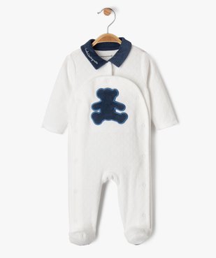 Pyjama en velours à col chemise bébé - LuluCastagnette vue1 - LULU G4G - GEMO