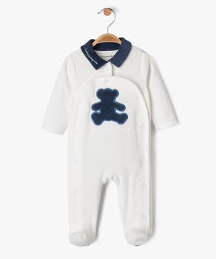 Pyjama en velours à col chemise bébé - LuluCastagnette vue1 - LULU CASTAGNETTE GEMO FOR GOOD - GEMO