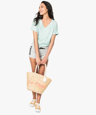 Sac de plage avec pompon et inscription brodée  vue4 - GEMO (ACCESS) - GEMO
