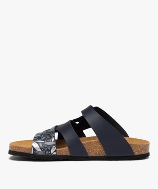 Mules femme à talon plat  et brides multiples imprimées vue3 - GEMO 4G FEMME - GEMO