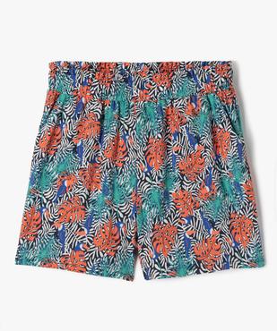 Short imprimé large avec taille élastique froncée fille vue1 - GEMO 4G FILLE - GEMO