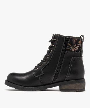 Boots femme à lacets avec col fantaisie et zip  vue4 - EMILIA ROSA - GEMO