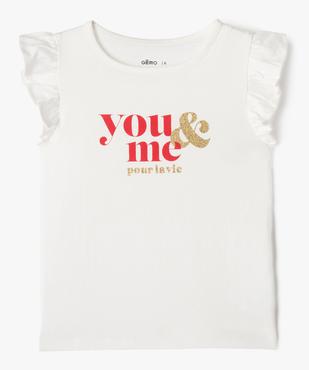 Tee-shirt sans manches avec inscription pailletée fille vue1 - GEMO 4G FILLE - GEMO