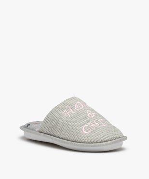 Chaussons femme mules plates brodées Home & Chill vue2 - GEMO(HOMWR FEM) - GEMO