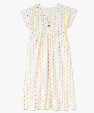 Robe longue et ample à manches courtes et motifs brodés femme vue4 - GEMO(FEMME PAP) - GEMO