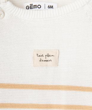 Pull brassière rayé avec fermeture sur le côté bébé vue2 - GEMO(BB COUCHE) - GEMO
