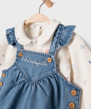 Ensemble 2 pièces salopette en jean + body manches longues col Claudine bébé fille vue3 - LULUCASTAGNETTE - GEMO
