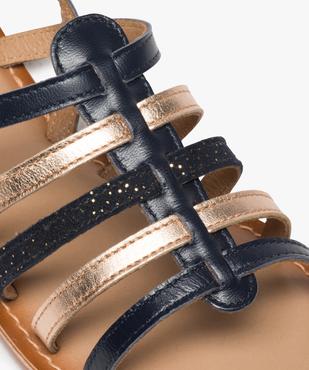 Sandales femme à talon plat et brides multiples en cuir vue6 - GEMO (CASUAL) - GEMO